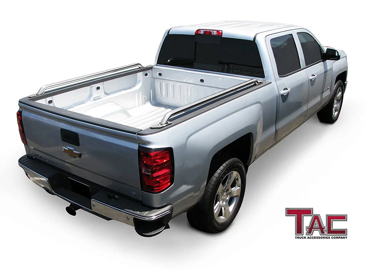 Side Sierra 304 Rails 1500 Steel Accessories 2014-2024 CarbonPro 2pcs Truck Denali Fit Stainless Bed Standard Silverado/ Bed(Excl. Chevy Editions) 6.5ft Rails