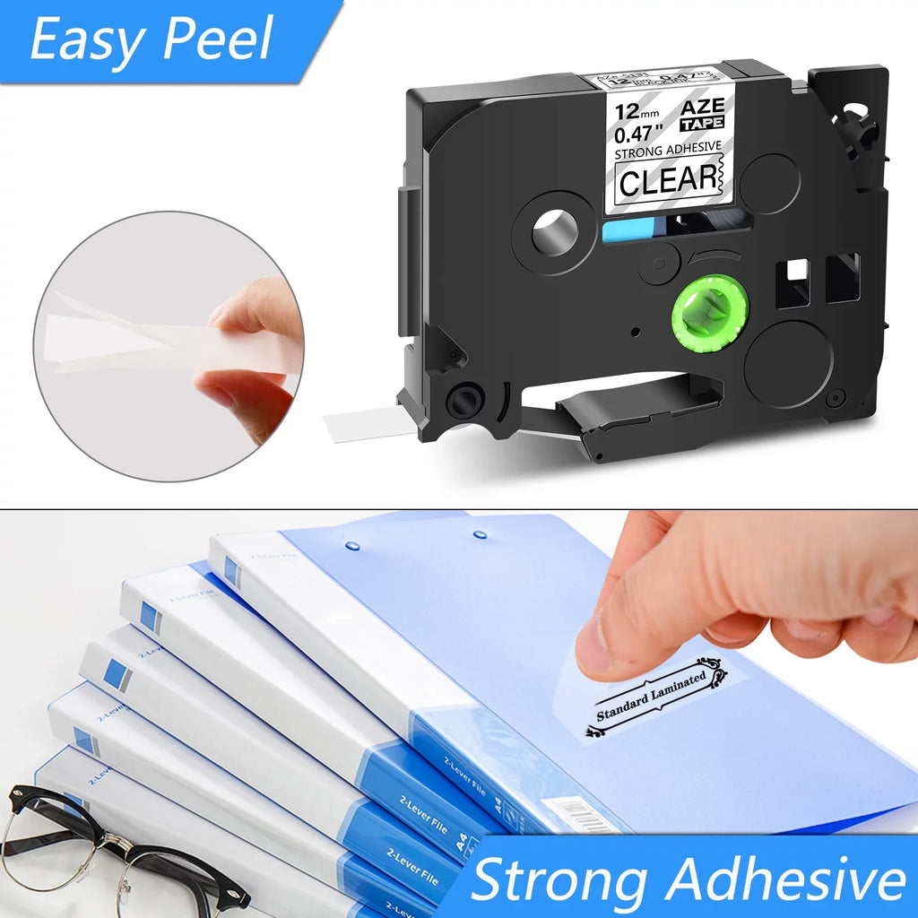 '-S131 -131 TZe TZe-131 for Label P-touch on 12mm Extra Strength Laminated 30PK Tape Brother Fits Black TZe-S131 Clear