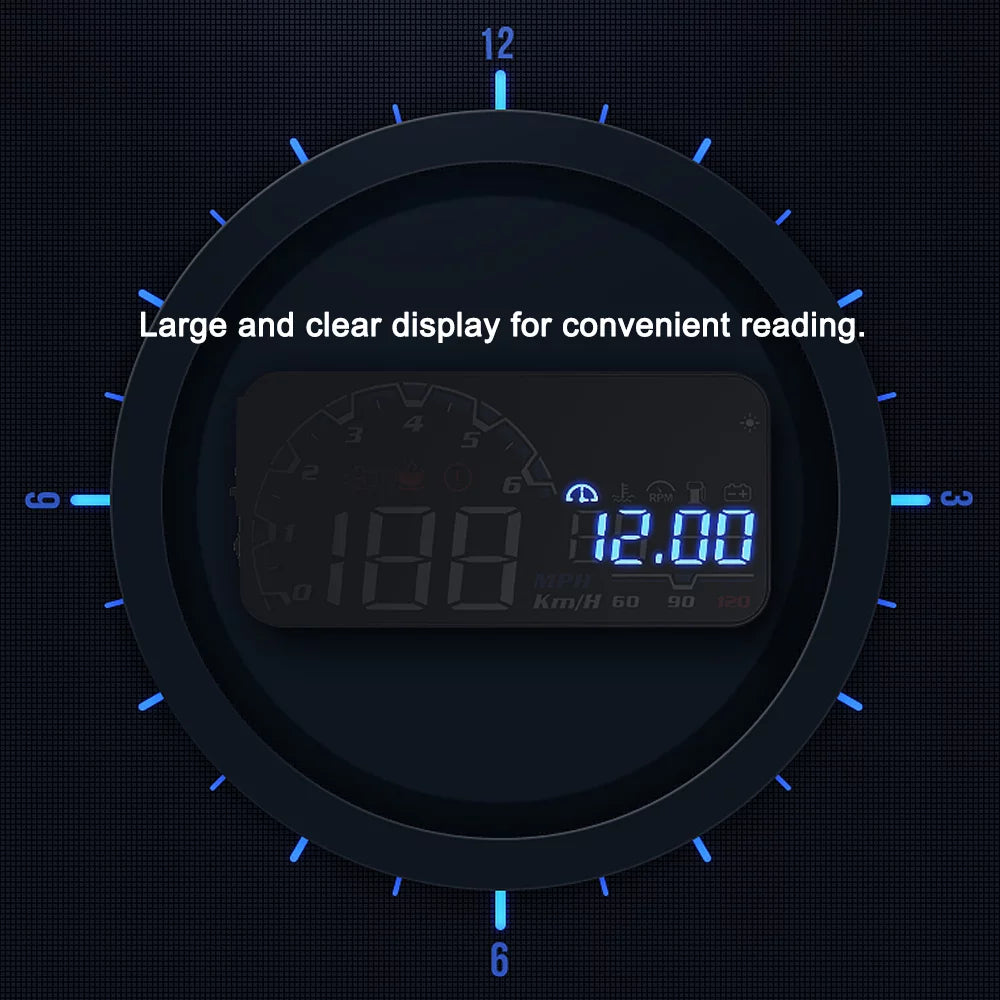 Optimize and Oil Gauge, , Performance Driving Moisture Voltage ， Display Time Projector, Total Consumption Up Apexeon with Car Driving Speedometer Temperature Head Your Digital