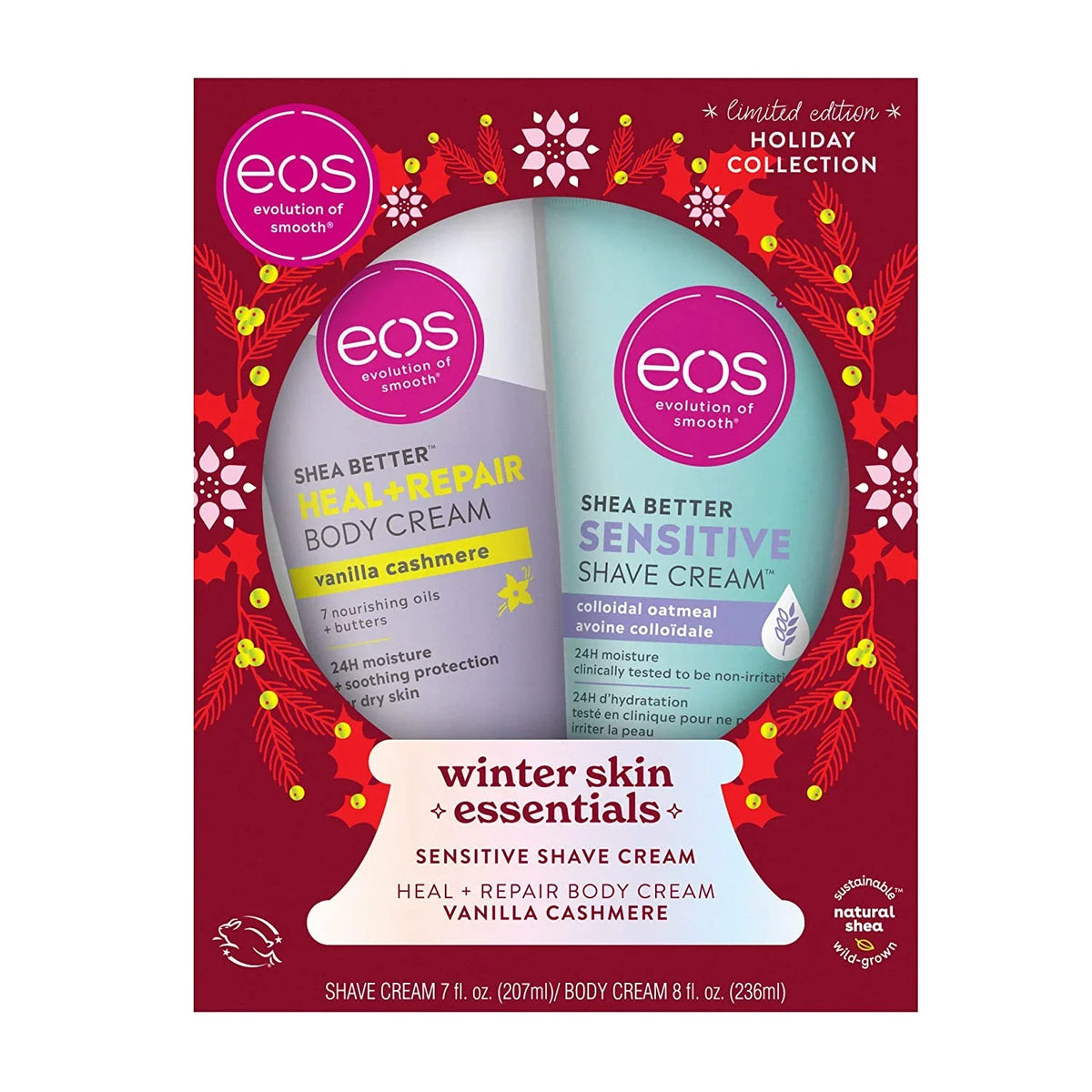 Body Shea Cream (8oz) Essentials, & (7oz) Sensitive 2 Shave Cashmere Skin Holiday Winter Cream Heal/Repair Skin Shea Collection Vanilla Pcs Butter Butter eos