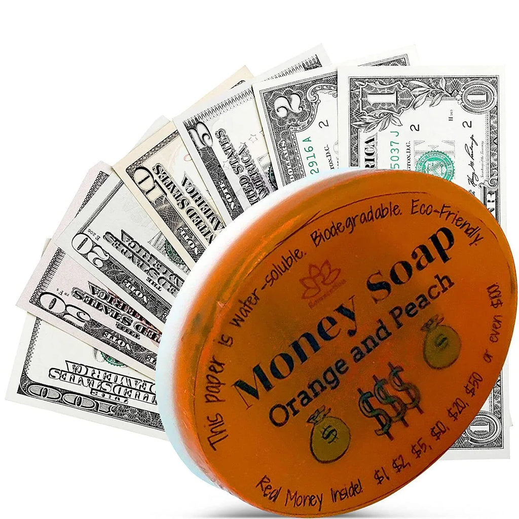 Money Peach Soap with and Inside Real Bar Orange Glycerin