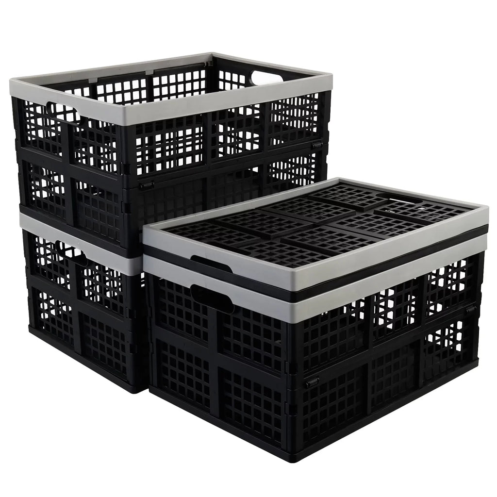 Crates, L Plastic 42 Storage Pack Crate Ponpong Storage, Folding Collapsible 2