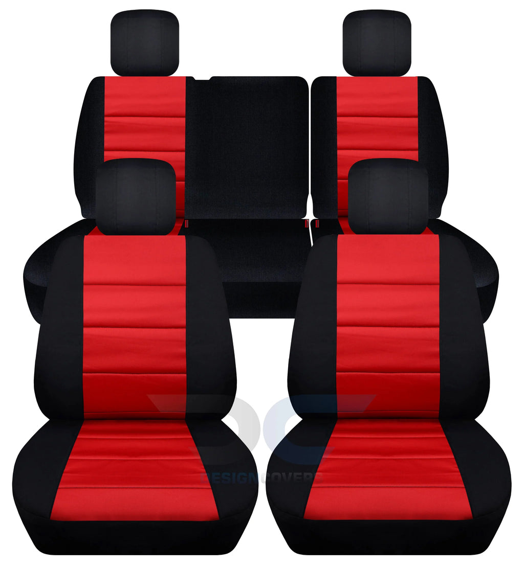 Cotton Shields:Black Jeep Wrangler & Rear T259-Designcovers Split Seat 2011-2012 and - Front Red Bench 4-Door Fits