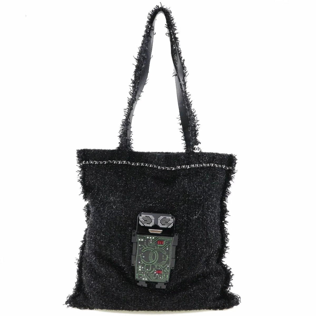 Cocomark Chanel Robot (Good) Hardware Pre-Owned Unisex Bag Black/Silver Tweed Tote A94646