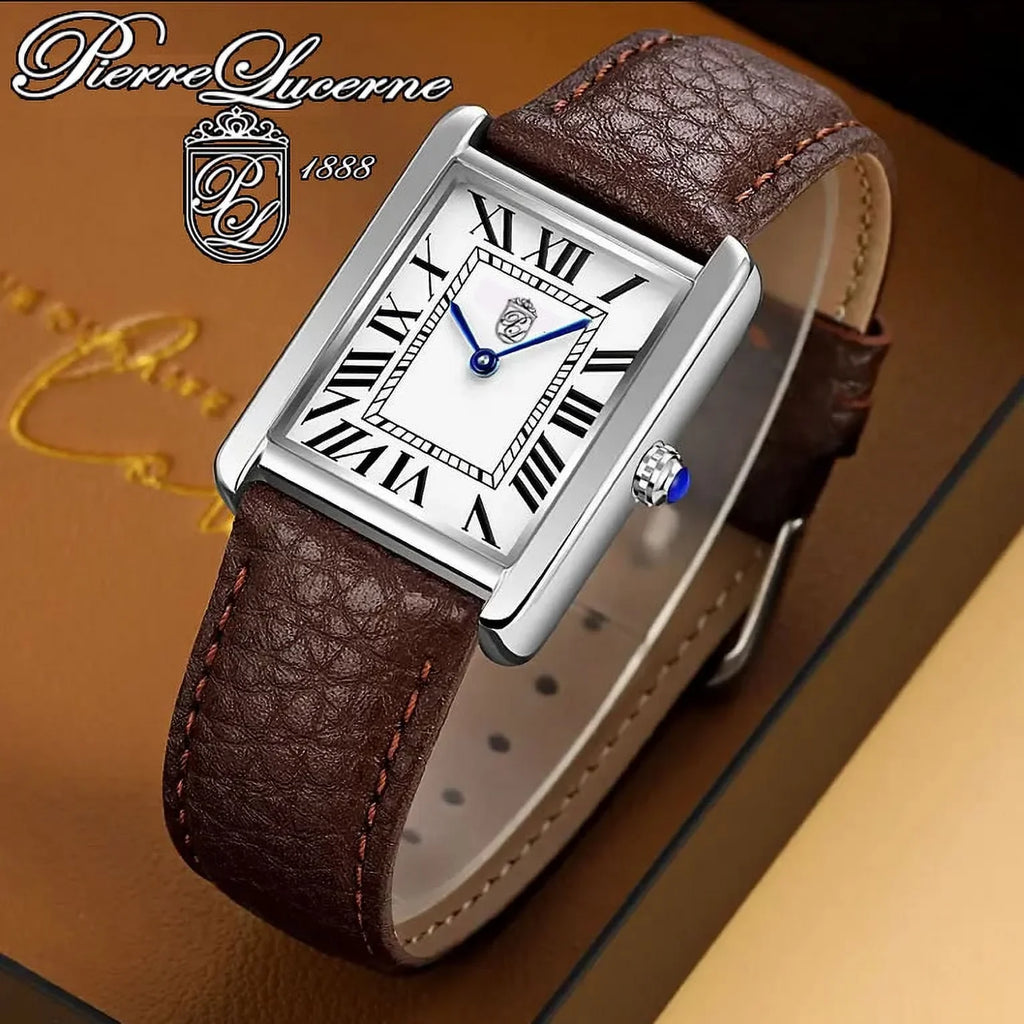 Mens Dress Band Classic Must Louie Vintage Lucerne Swiss Brown Watch Style Pierre Tank Classic