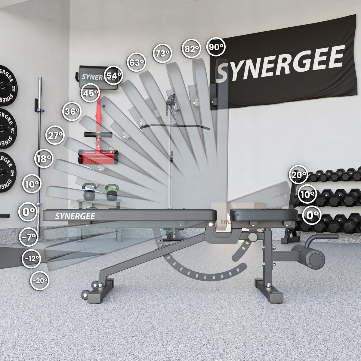 Workouts. Weight for Adjustable and Excellent Workout Barbell Dumbbell Synergee & Press Decline Bench Garage Bench. Exercises Incline Home for Commercial, Gym. &