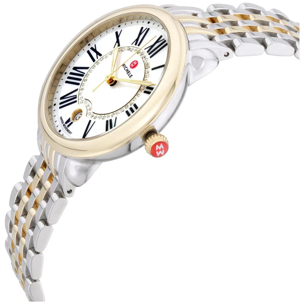 Diamonds MWW21B000015 Women's 46 Michele Mid of Watch 2-Tone Pearl Mother Serein