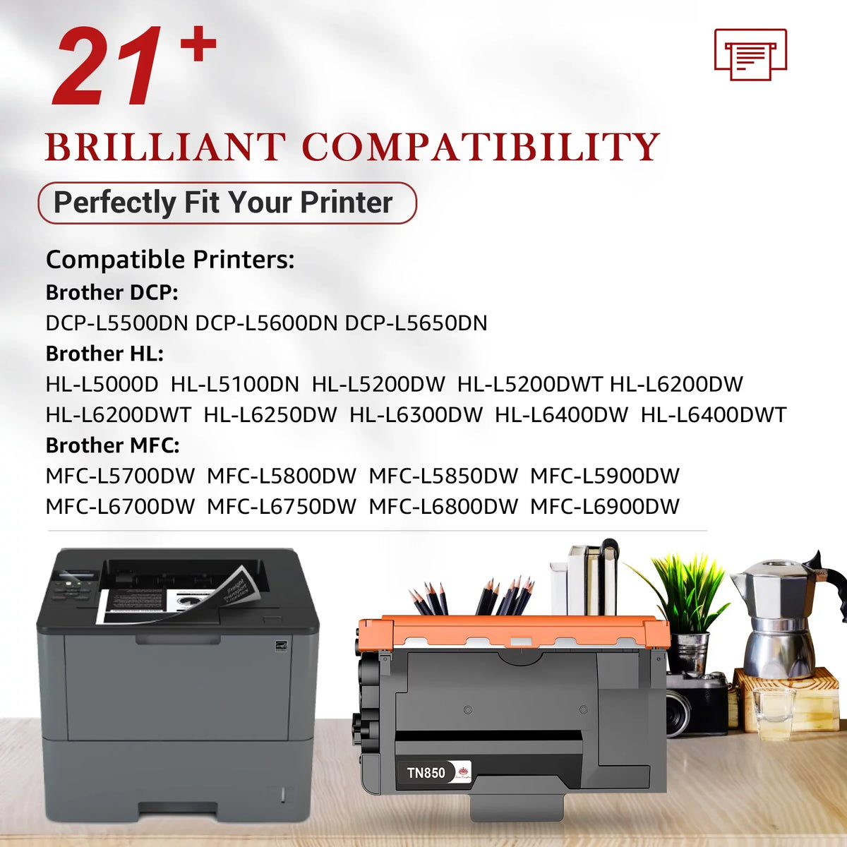 '-L5900DW Kingdom Printers, Toner with [4x | -L6200DWT Toner&Drum -820 -L5800DW Toner Sold Drum]Fits by -L5500DN Replacement Use -850 -L6200DW Cartridge + 2x black, -L5900DW
