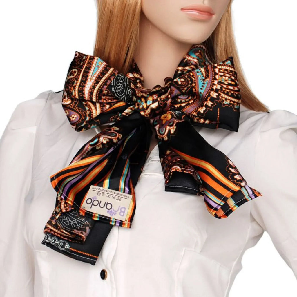 Scarf/Wrap/Shawl(Large) Design Soft Fashion Chic & Blancho Black Paisley Stripes Silk
