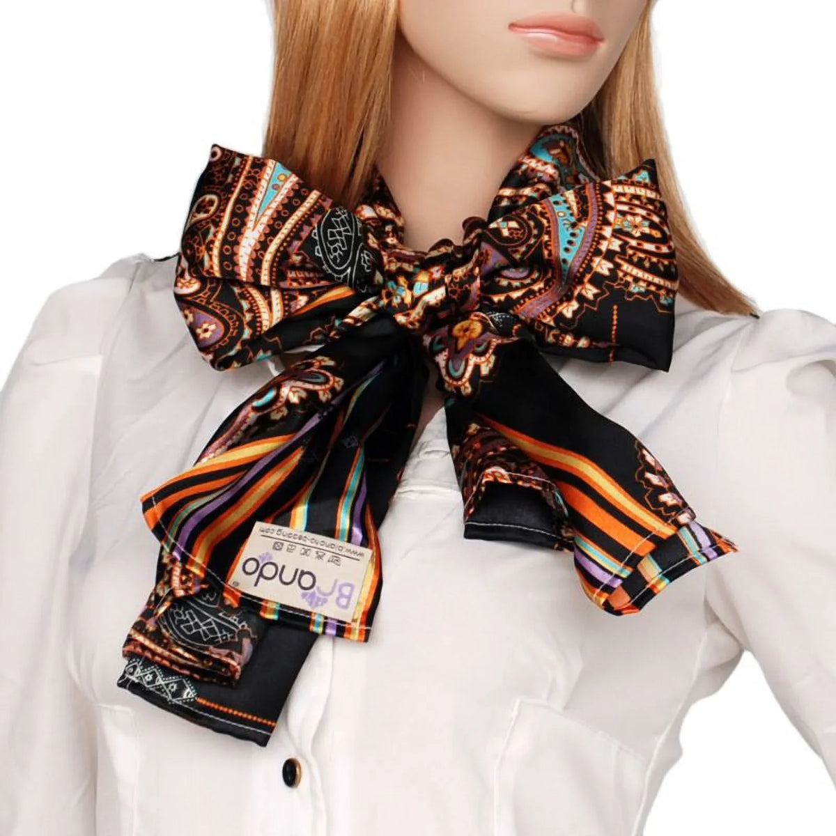 Scarf/Wrap/Shawl(Large) Design Soft Fashion Chic & Blancho Black Paisley Stripes Silk