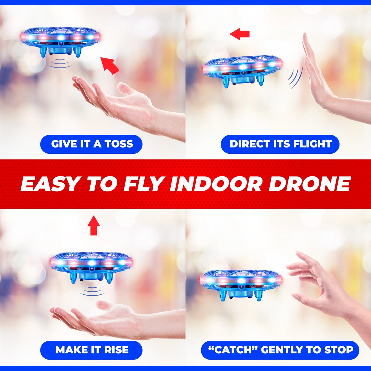 Scoot Hand Mini Force1 Drone Controlled (Blue) Aerial with Drone Light Projector Pro