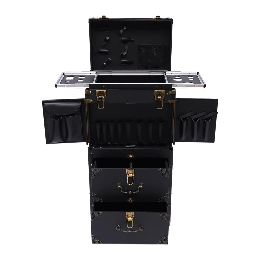 Holder Box Stylist Aiqidi Tool Barber with Train Trolley Lockable Makeup Salon Beauty Hairdressing Luggage Cosmetic Case Travel Organizer Hair Rolling Dryer