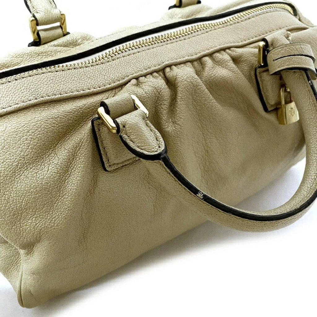 Handbag Boston Champagne Anagram Women's Pre-Owned Loewe Leather Gold (Good) Lame 2way