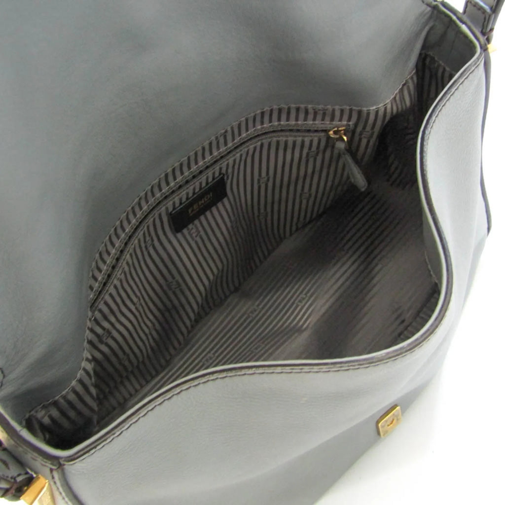 Gray (Good) Women's Leather Big Fendi Bag Mamma 8BR638 Pre-Owned Bucket Shoulder