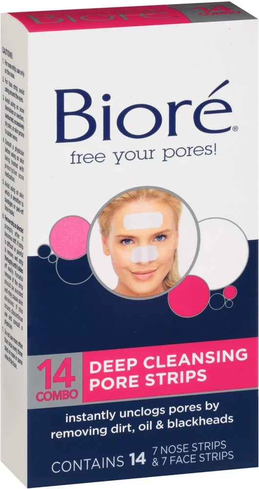 14 (Pack Pack ea Face/Nose Pore Cleansing 3) Strips Combo of Deep Biore