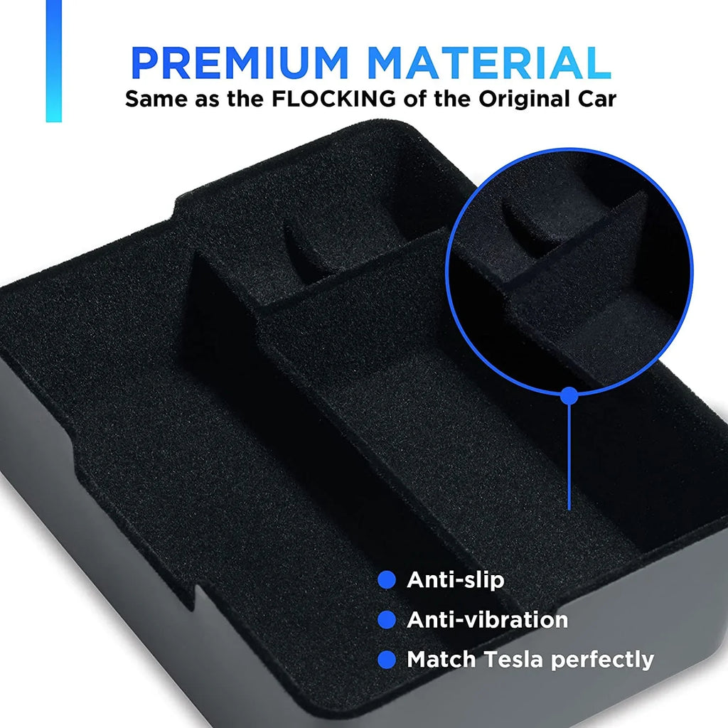 Tray Y Customized Console Accessories, Box, Premium Upgrade 3 Flocking Tesla Holder Coin Center and Material Nestour Sunglasses and Model with Organizer Storage Model 2016-2020