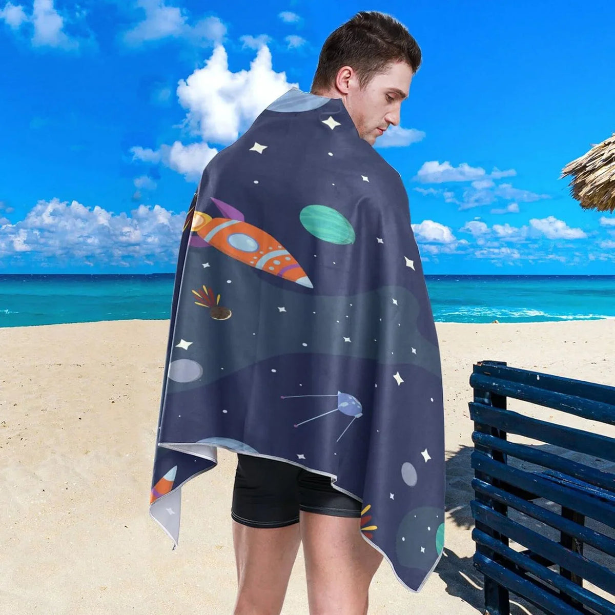Lightweight Bestwell Oversized Super Camping Beach Travel Rocket Quick Swimming Dry Towel Holiday（312） Absorbent - Towel Cartoon Compact for - Towels