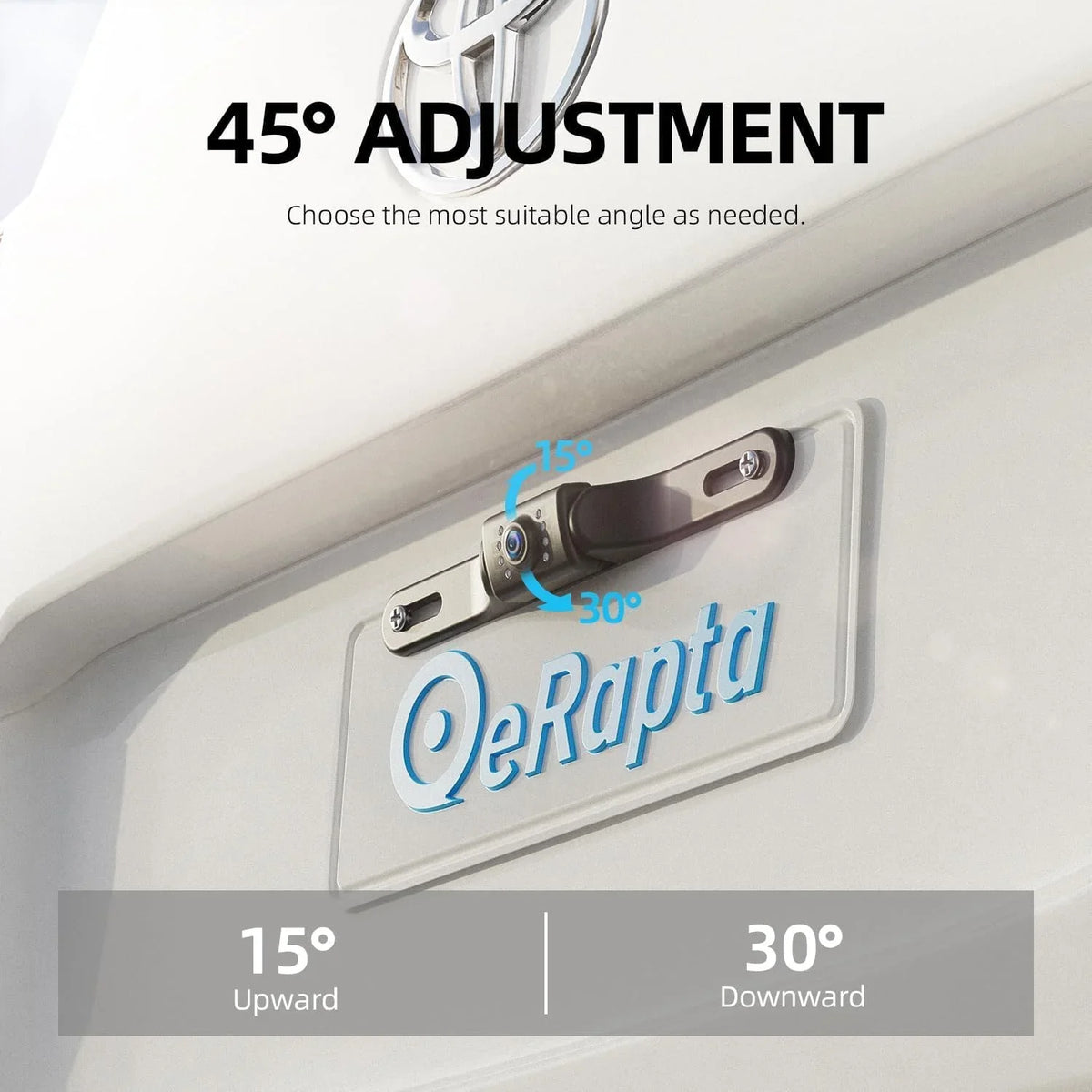 View eRapta Angle, Camera Bracket 45° Rear with Vision, Perfect Night Adjustment Backup Plate, License 149° Lever IP69K