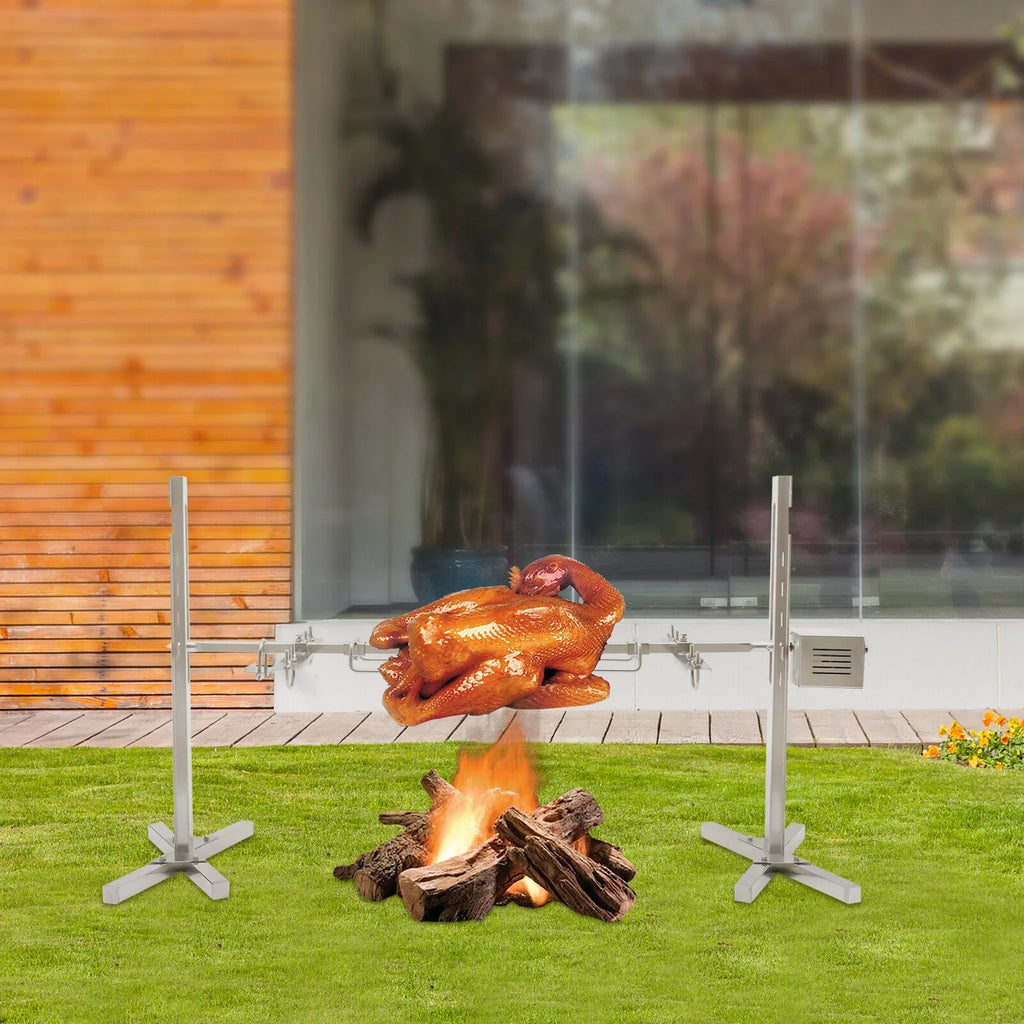 Spit Chicken Kit Roaster Pig 53'' Rotisserie Cooker Picnic Electric Barbecue ZhdnBhnos Large Outdoor Lamb Stainless Steel 15W Grill