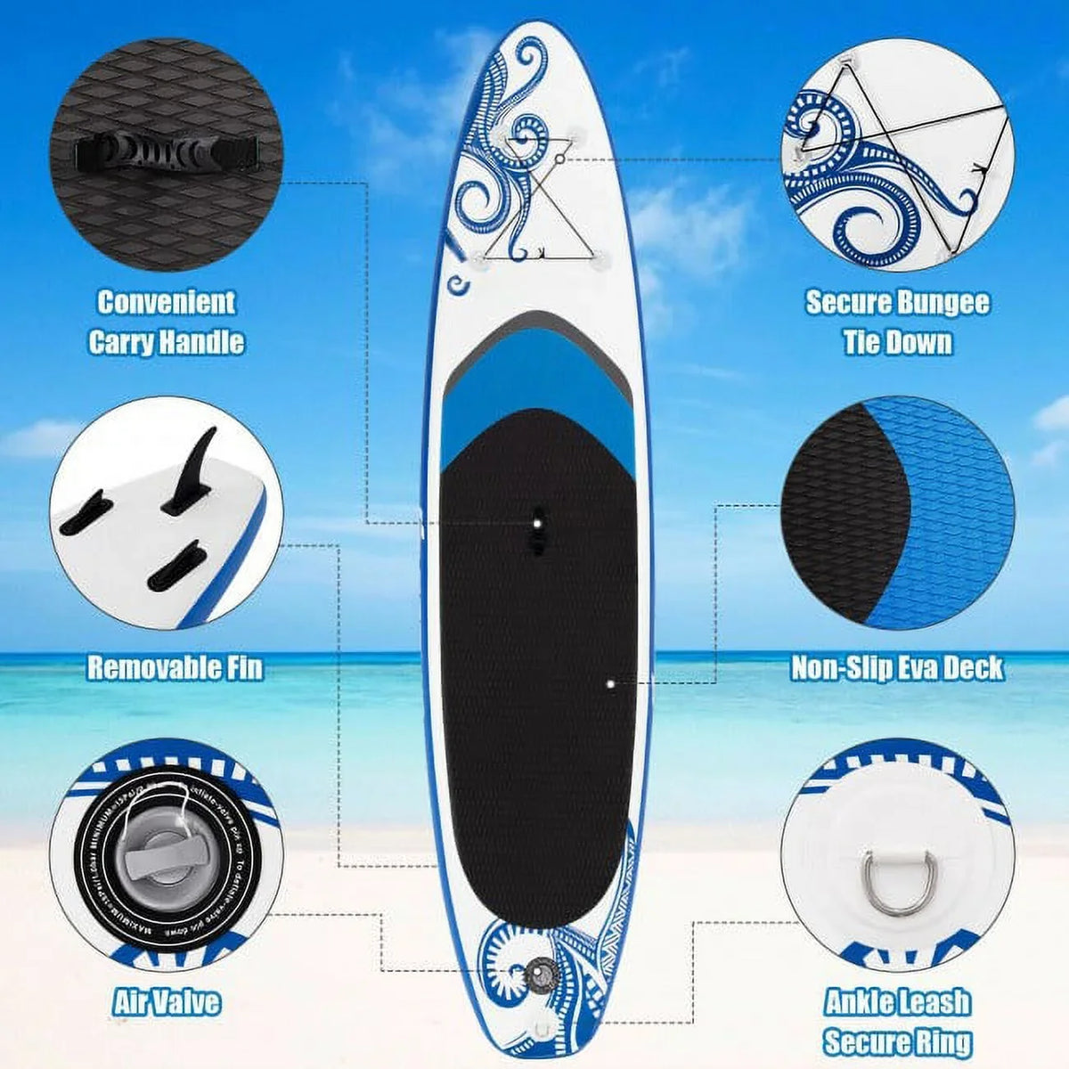 Inflatable Board Moisture Surfing Enjoy Adjustable 11-Feet Paddle Wonderful Sports