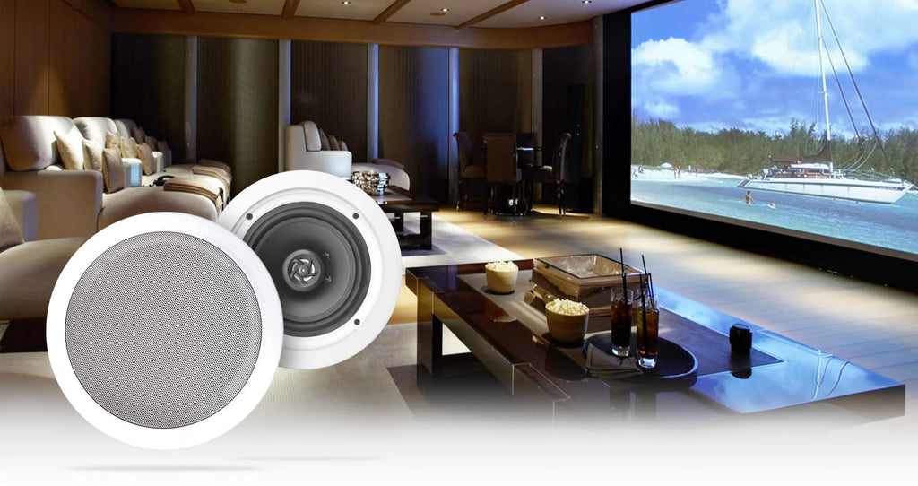 Speakers+Wall Ceiling Stereo+8 4-Room Controls Rockville Home White 8" Kit Audio