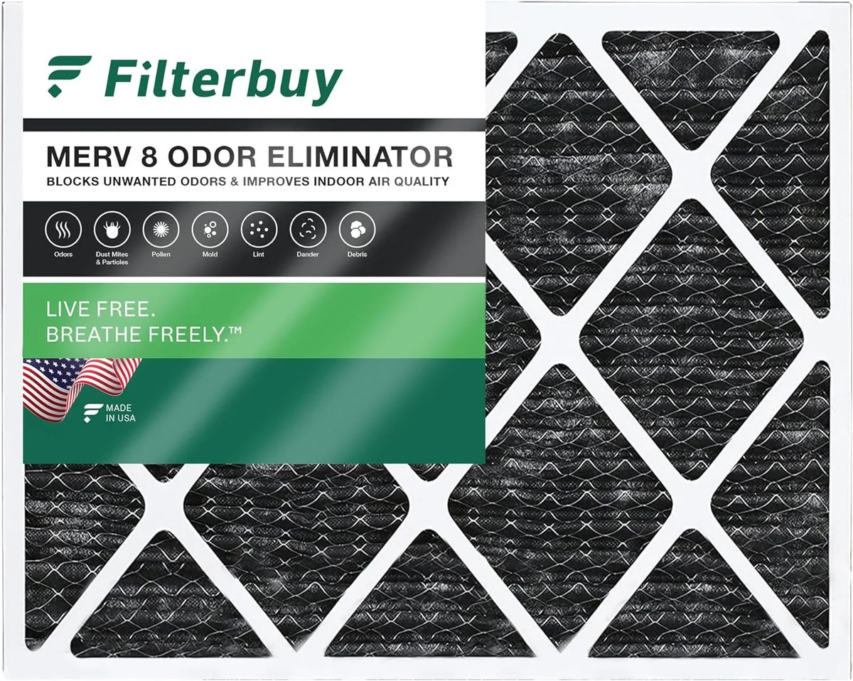 Carbon Odor Pleated Eliminator Filters 24x25x1 Filterbuy with Furnace Activated 8 (1-Pack) Air