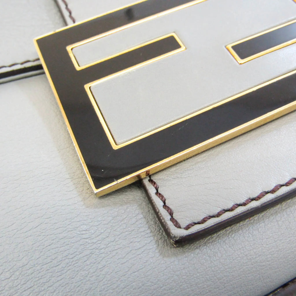 Gray (Good) Women's Leather Big Fendi Bag Mamma 8BR638 Pre-Owned Bucket Shoulder