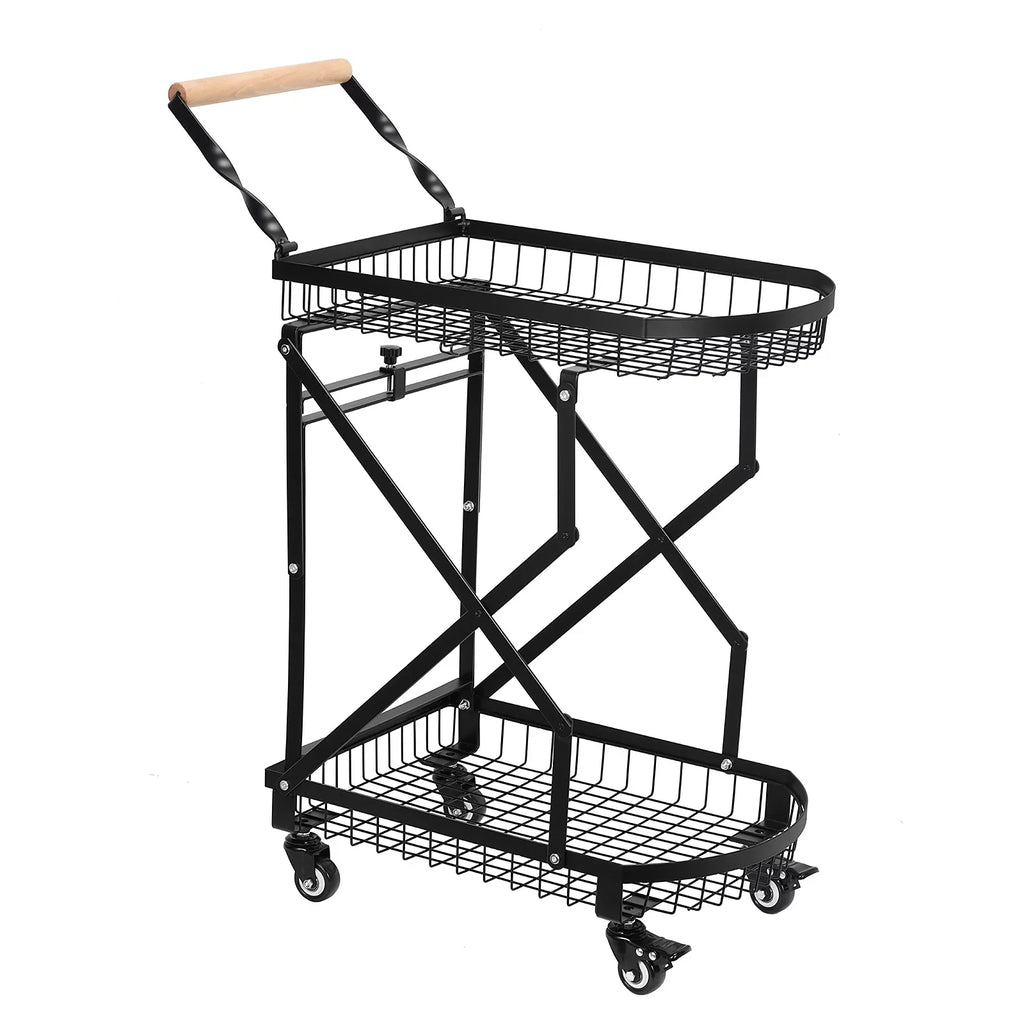 Metal Storage Multifunction Trolley Rolling Utility Cart, 2-Tier