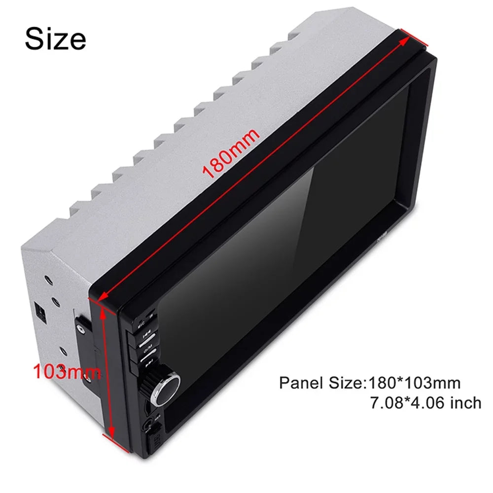 with Backup Link Radio with Audio MP5/4/3 7-inch Function Mirror Polarlander Multimedia Car Double Car Camera Screen Stereo Car Din Bluetooth Touch Player 4LED
