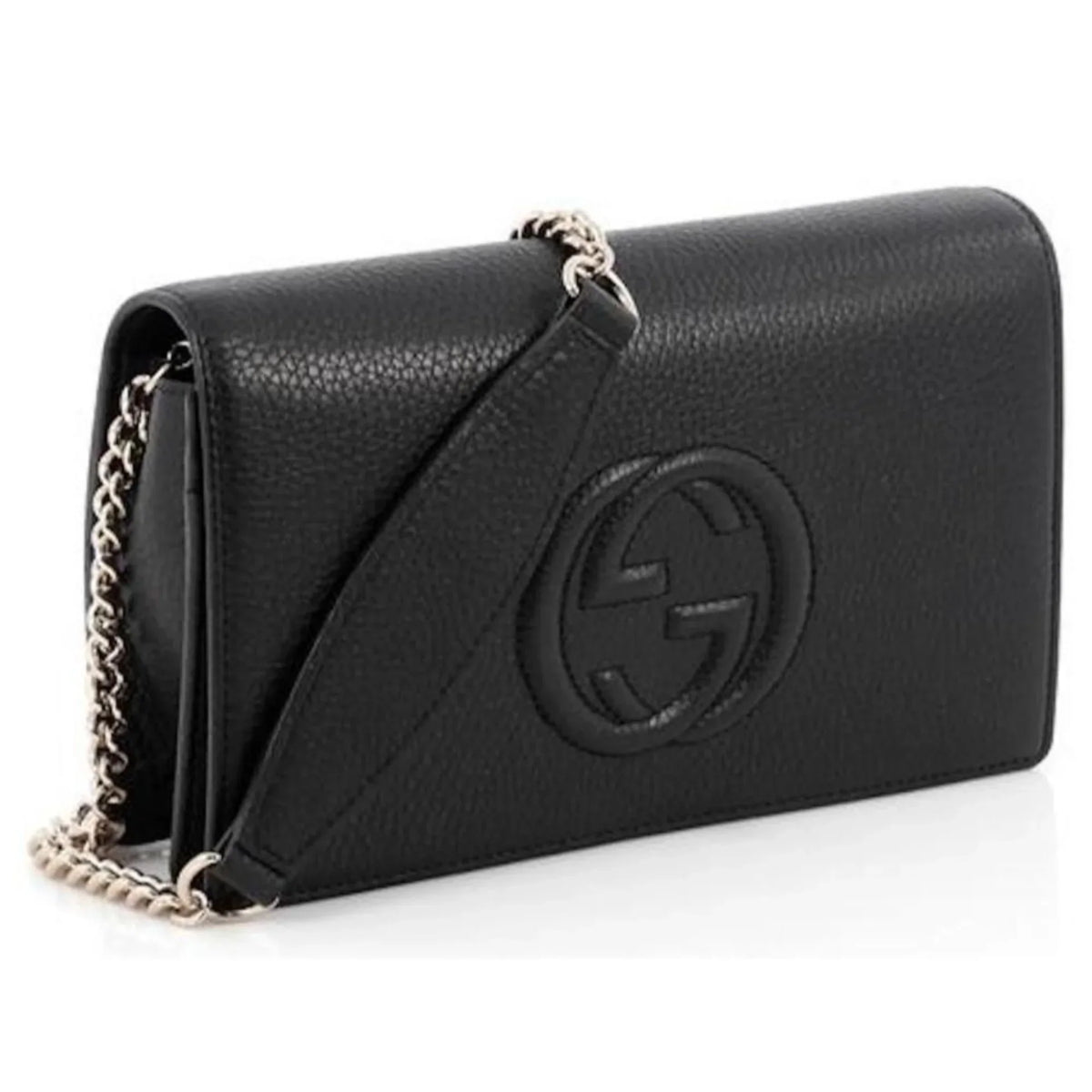 Cross on Gucci Bag Soho Leather Wallet Chain Body Black