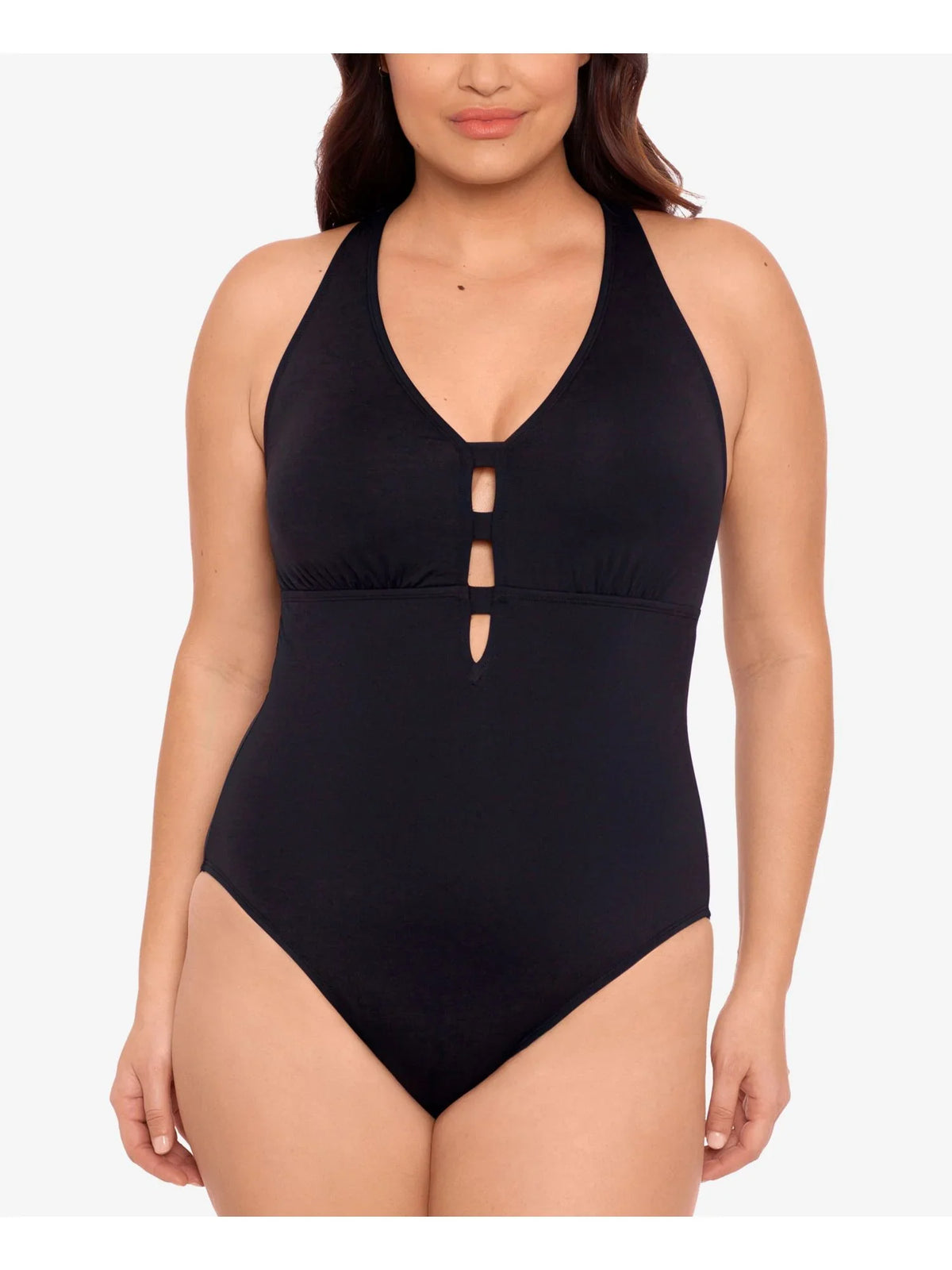 One Scoop 22W Control Cutout Swimsuit Tummy Cups Women's Piece Black Non-Removable Neck