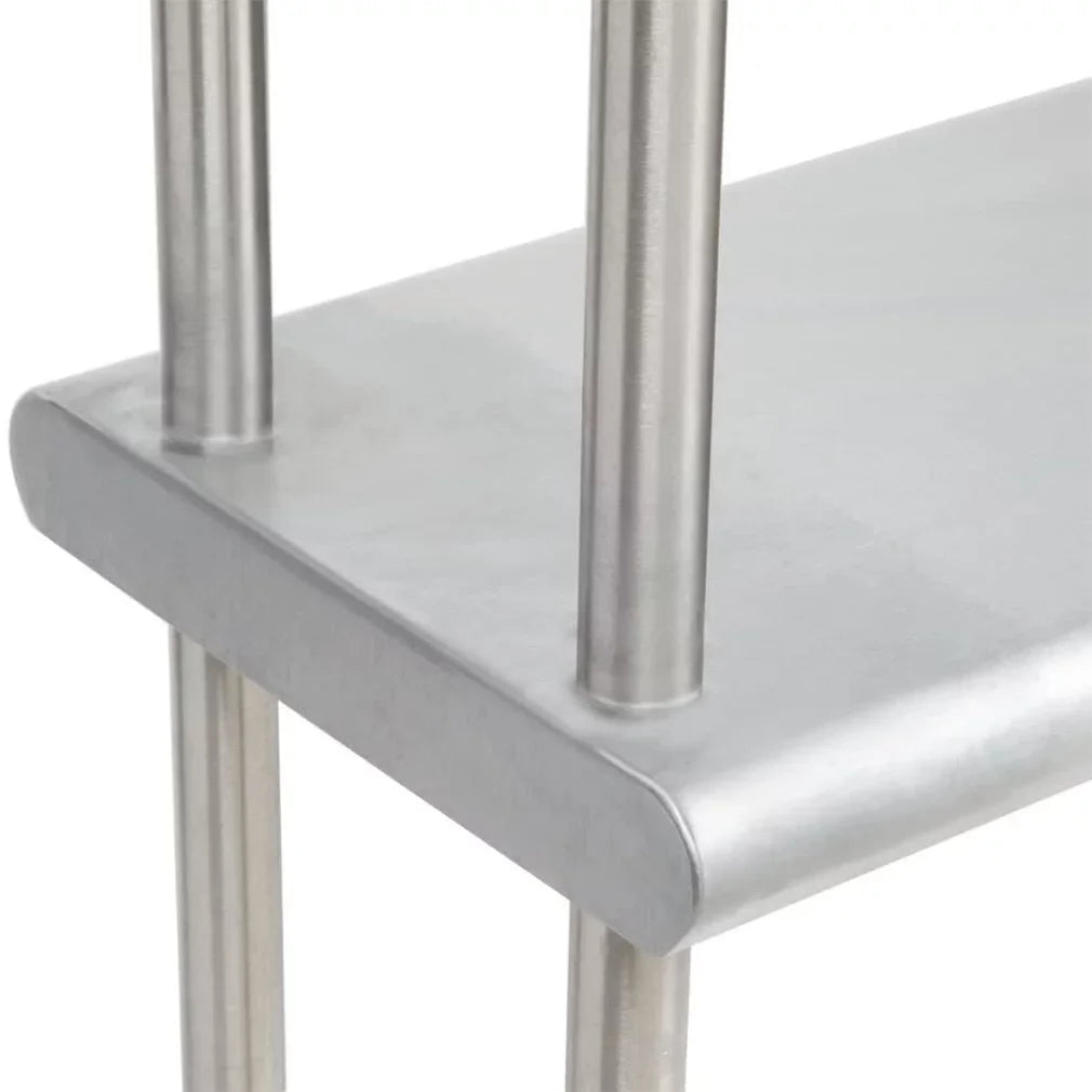 Stainless Kitchen Overshelf & Work x With Double Shelves Two Combo Shelving Table Prep Wide 30" 12" | Tier 48" | Table Steel Metal