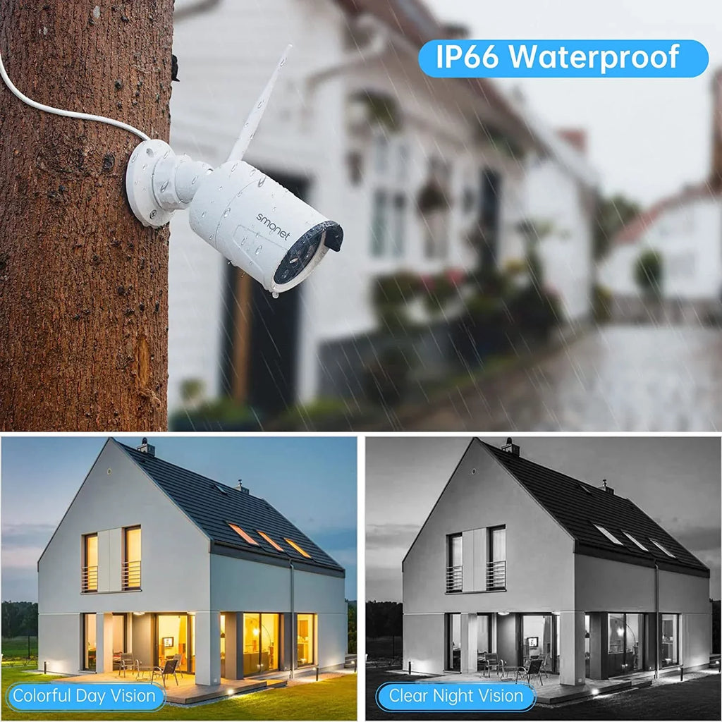Indoor System Surveillance Channel Security 2TB , Vision, Audio than 8 1080P,Night 3MP Detection Outdoor Wireless WiFi System,Clearer Cameras 4Pcs Kits, Human with Camera with