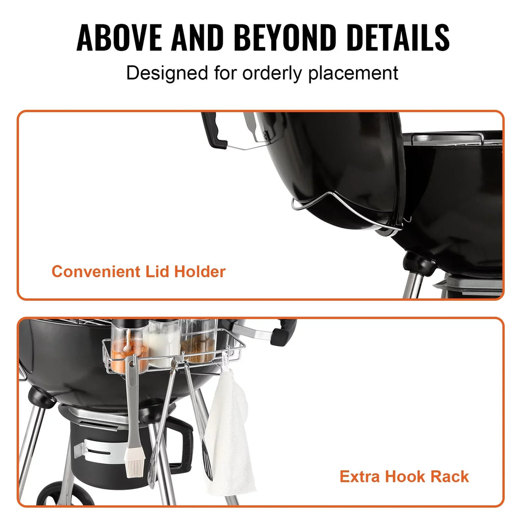 Grill inch Kettle Picnic Grill Propane Outdoor 22 Gas w/Shield, Barbecue Cooking, Kettle Grill Portable Patio Grills Charcoal Small & Steel Iron