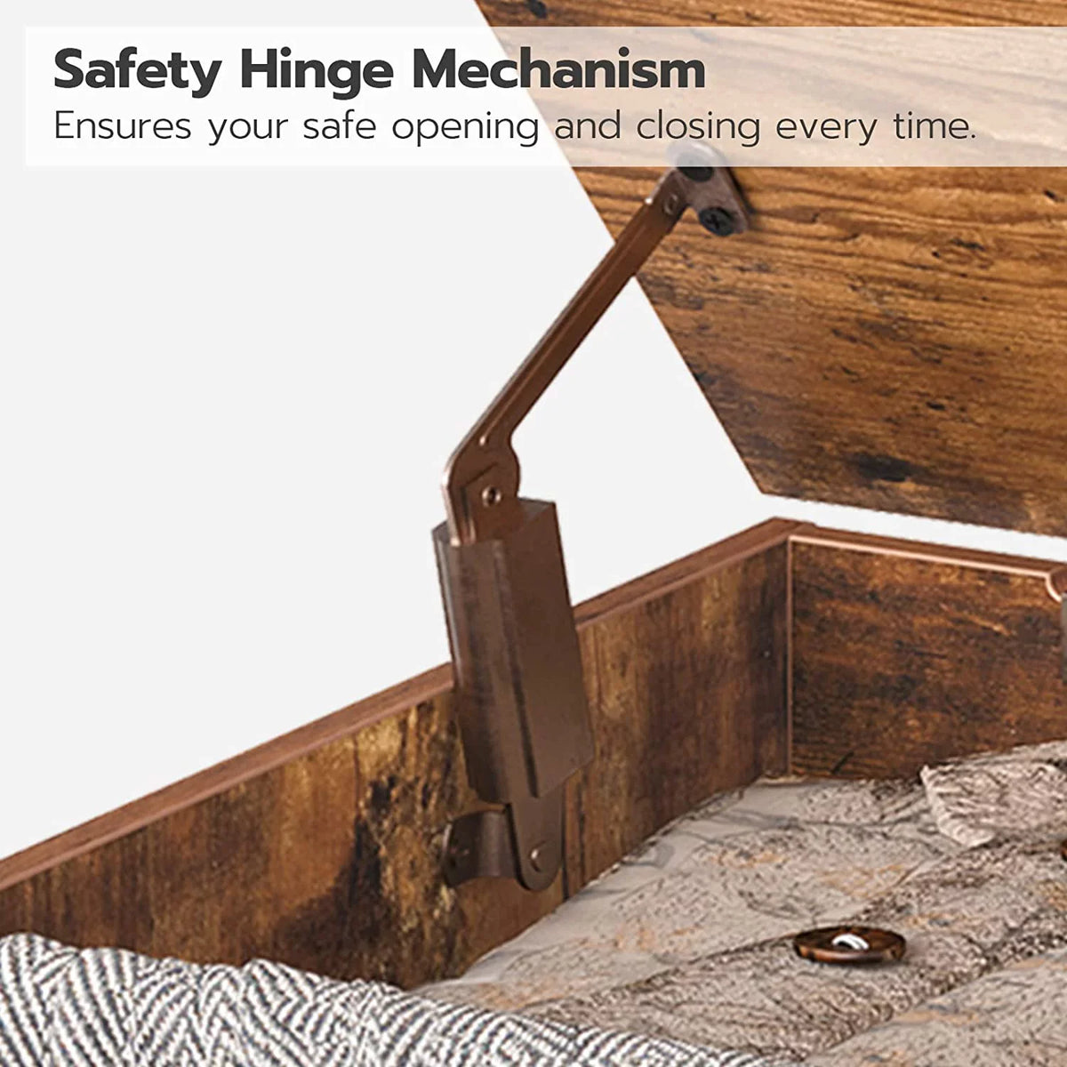 Hinge, Brown Assembly, Movable, Safety Entryway Wheels, Easy Supports Shoe Bench, lb, Wooden Bench Chest, Rustic Sturdy U-Shaped Storage Trunk Opening, on Storage Storage FG74CW01 220 Bench,