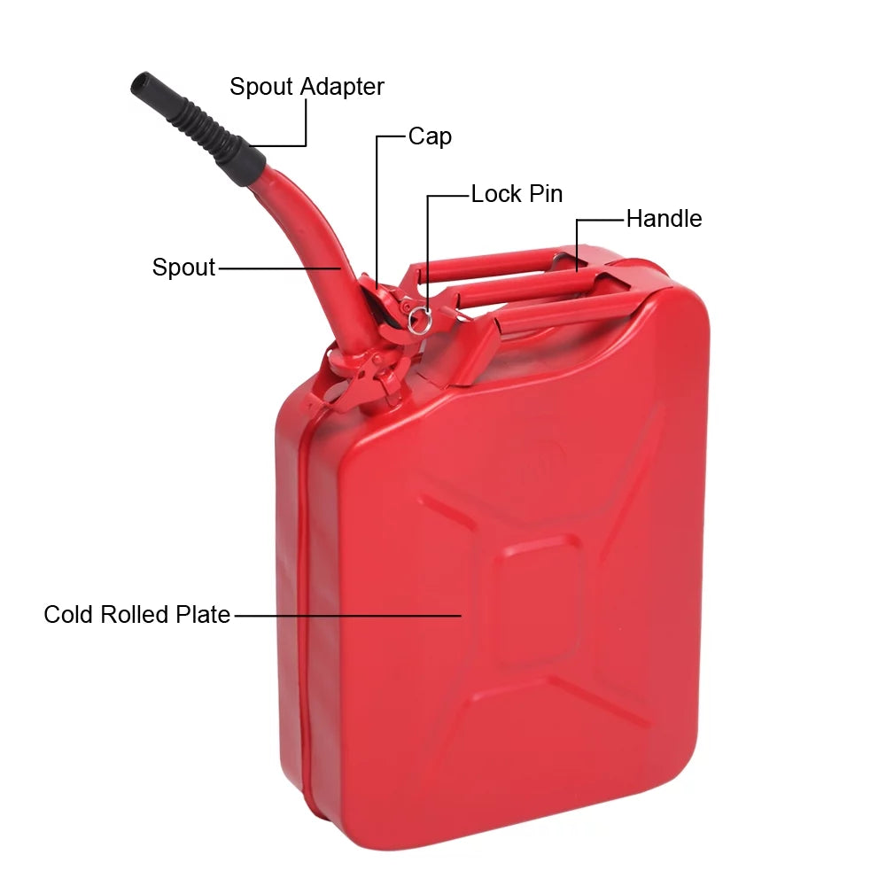 Gallon Contanier 20L Gas Winado Fuel Emergency Tank 5 Steel Backup Power Can