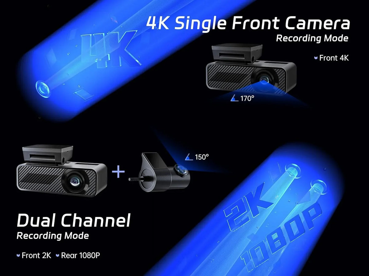 Single Cars, Parking Dash Dashcam,Night Front and Front 4K Dash Duo Wi-Fi,1.5” Rear, Camera Built-in Cam Mini Control,24H 2K/1080P Car for Dual Camera, Mode,G-Sensor,P1 Display Pelsee Vision,Voice