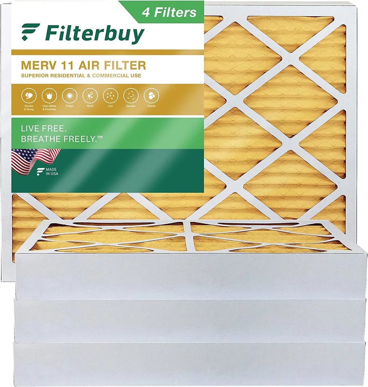 Furnace Air Filters 11 Filterbuy (4-Pack) Pleated 12x18x4