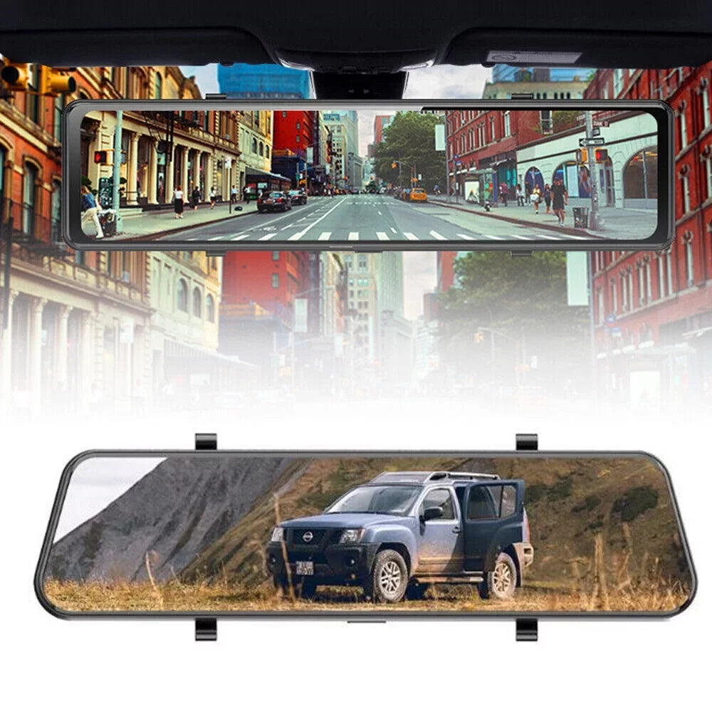 Dash View Backup WiFi Cam Voice Control Mirror 12" 4K Camera Car Kqiang Rear Dual
