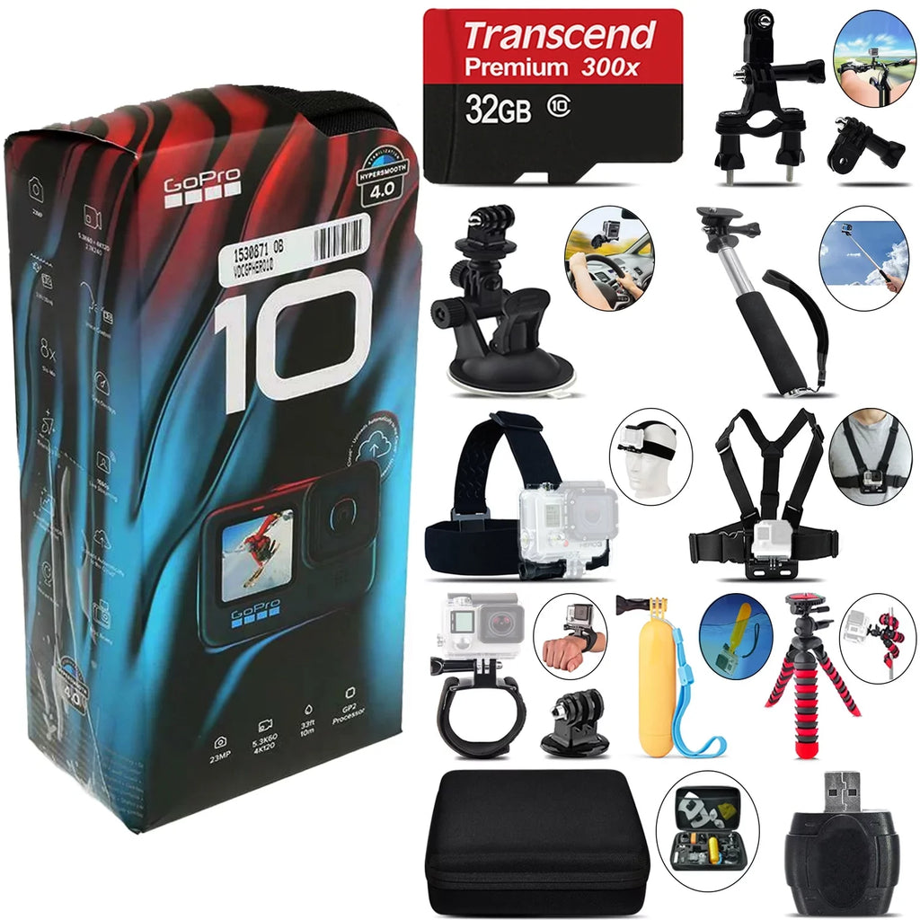 23MP, 4K30 Ultra Moistureproof , -32GB Black HERO10 Wi-Fi Kit Camera Action GoPro