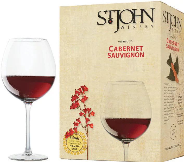 Each 13.5% Winery Red , Wine, John Servings-150ml -20 St. Sauvignon Cabernet Box Arkansas, 3L