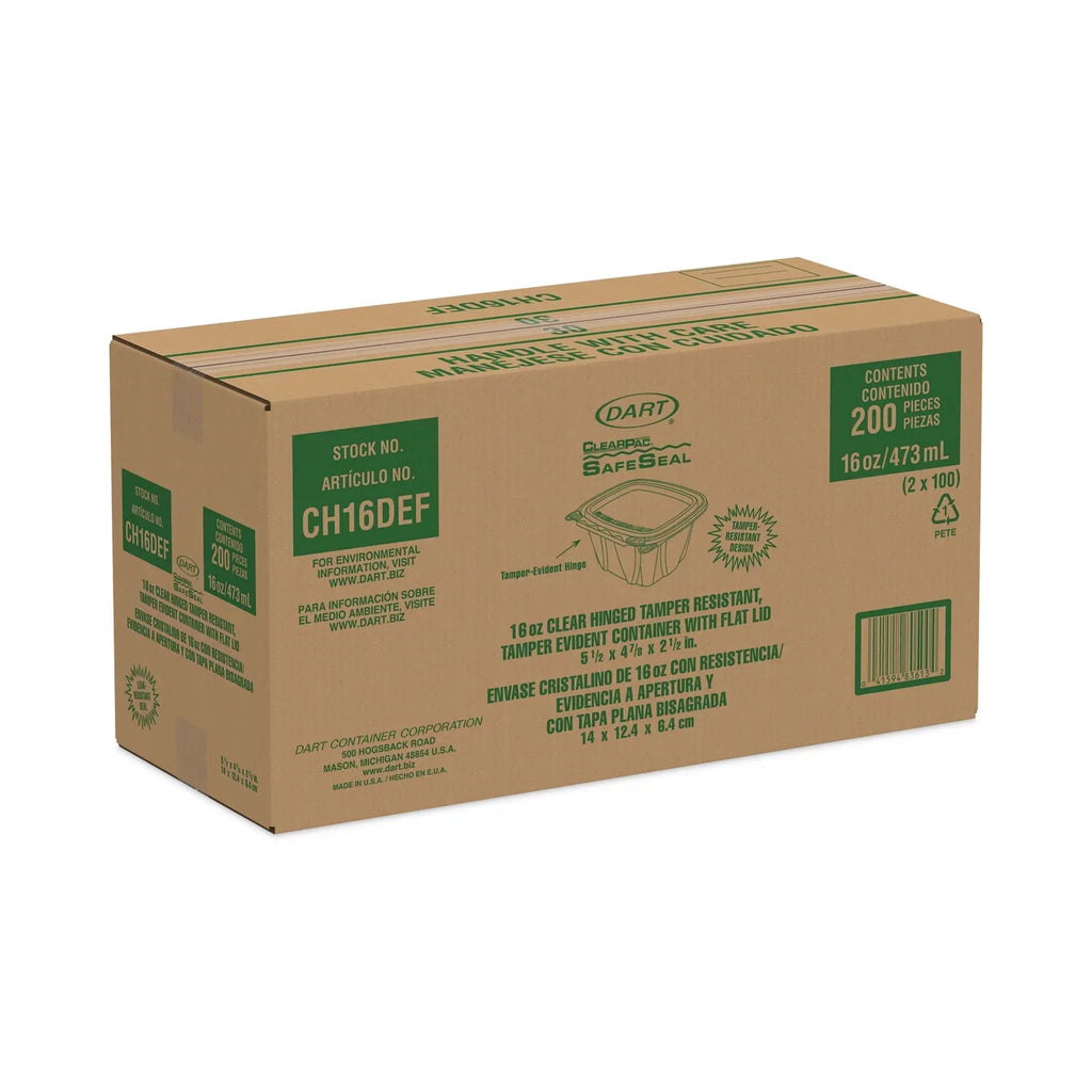 2 16 x Clear, ClearPac 5.5, Lid, 2.5 Dart Flat SafeSeal Containers, oz, Plastic, x 100/Bag, Bags/ Tamper-Defensive/Evident 4.9