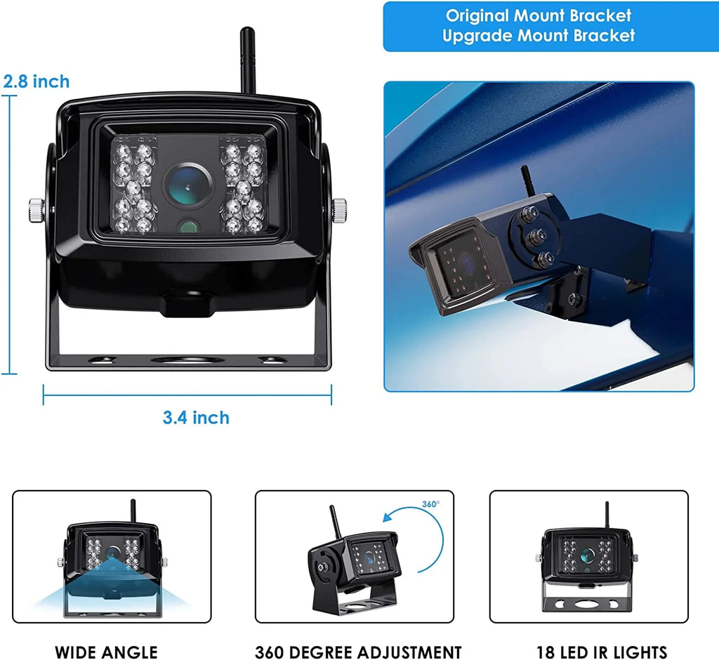 Wireless Truck/Semi-Trailer/Box Camera Monitor 1080P for Moistureproof IP69 Backup Rear Truck/-B4C Camera Digital View 7'' Kit System
