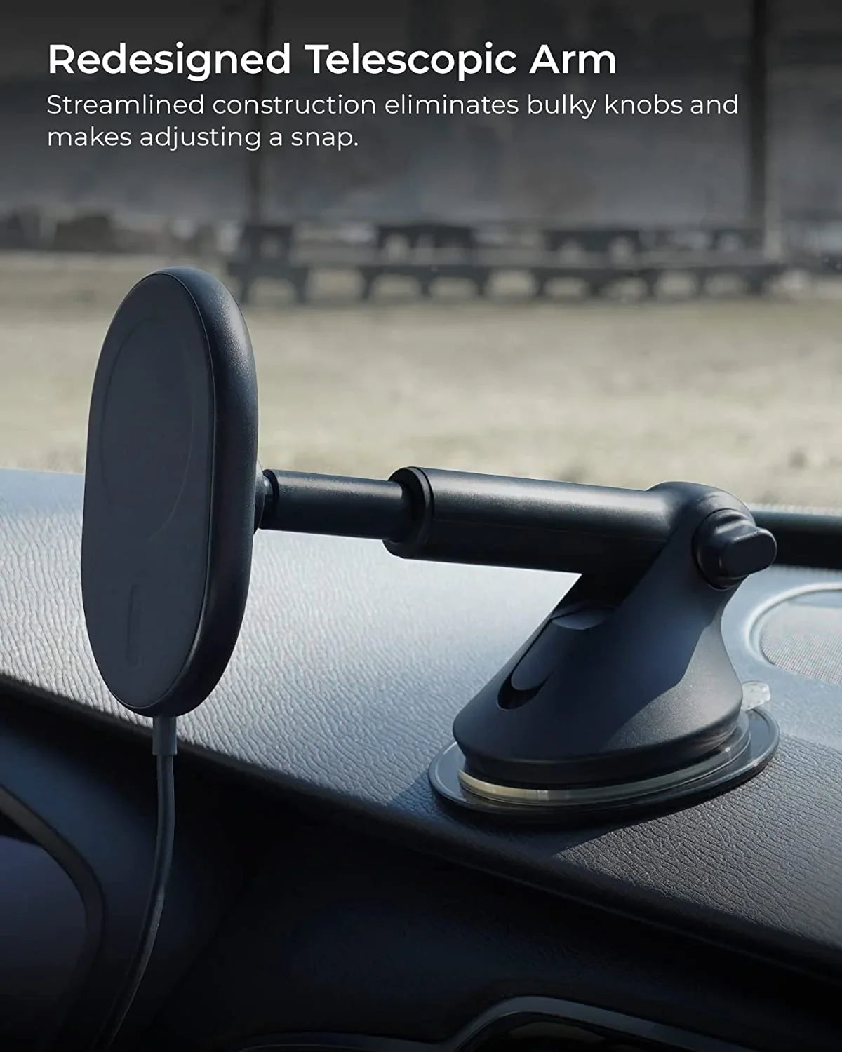 Charging Mount, Fits & Wireless Dash Black, Windshield Magnetic MagSafe iOttie Velox Plastic