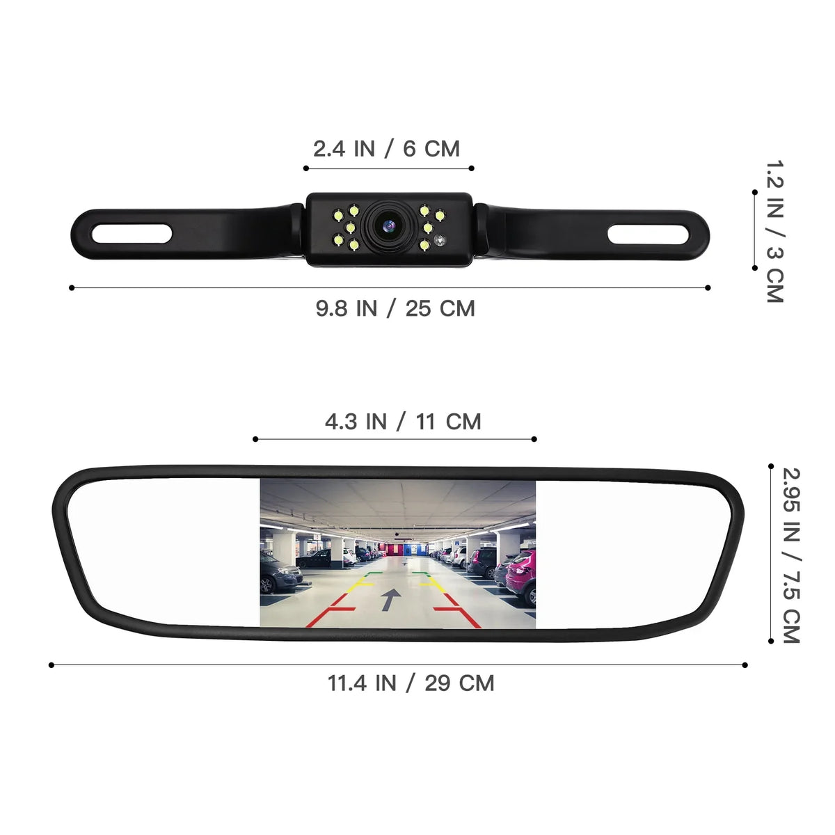 Camera System Car View Reverse Parking Cam Driving Night 4.3" Backup Camera Camera Mirror Rear Vision Vehicles Cheefull