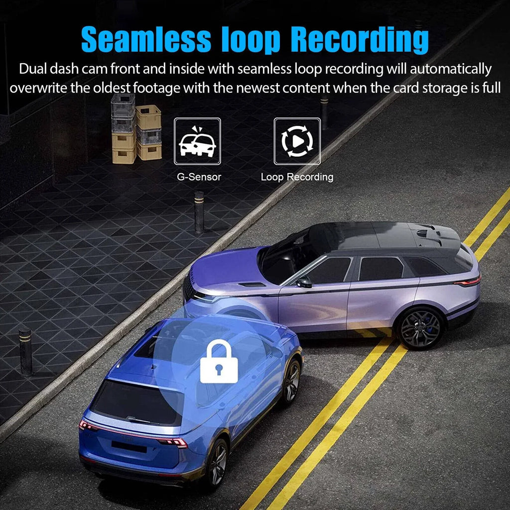 Dual Lens Video Recorder Cam Camera Dash G-sensor Front/Rear/Inside 1080P Car