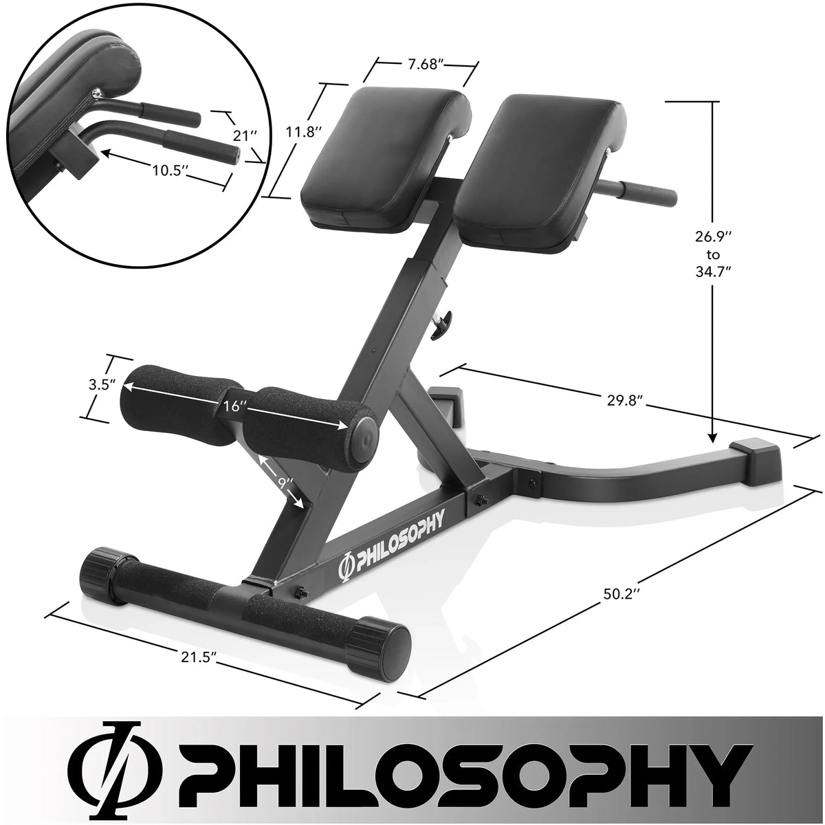 Hyper-Extension Adjustable Lower Gym Philosophy Chair Back Roman Bench -