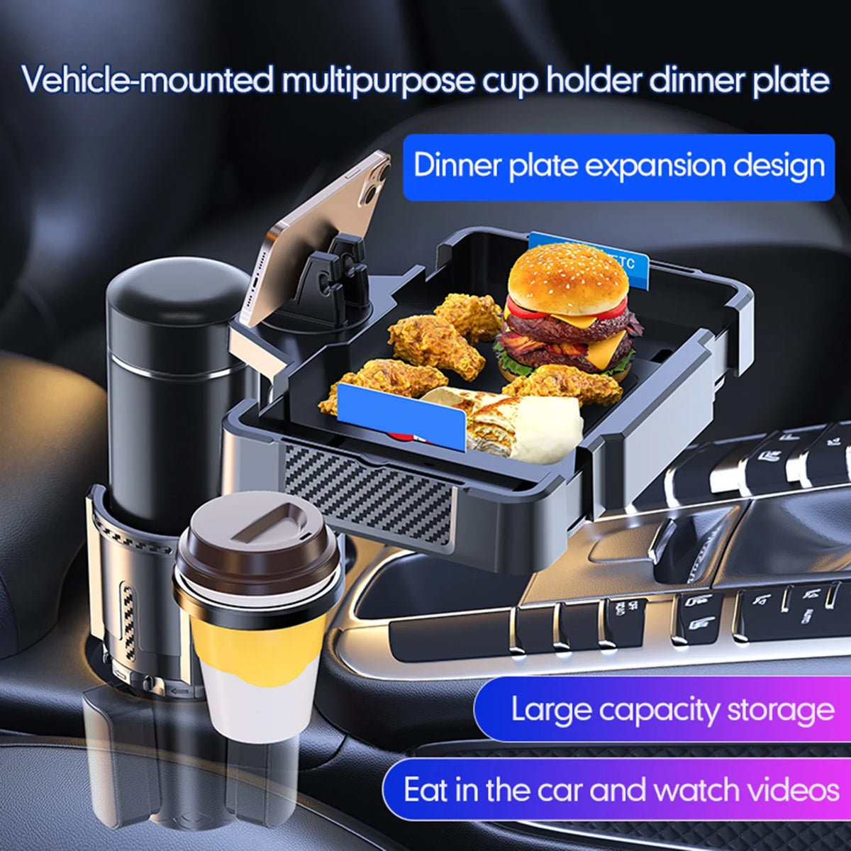 Multifunctional Storage Holder, Tray, Car Space the 4IN1 Expanding Conveniently Adjustable for moobody Design Dual Holder Car in Cup