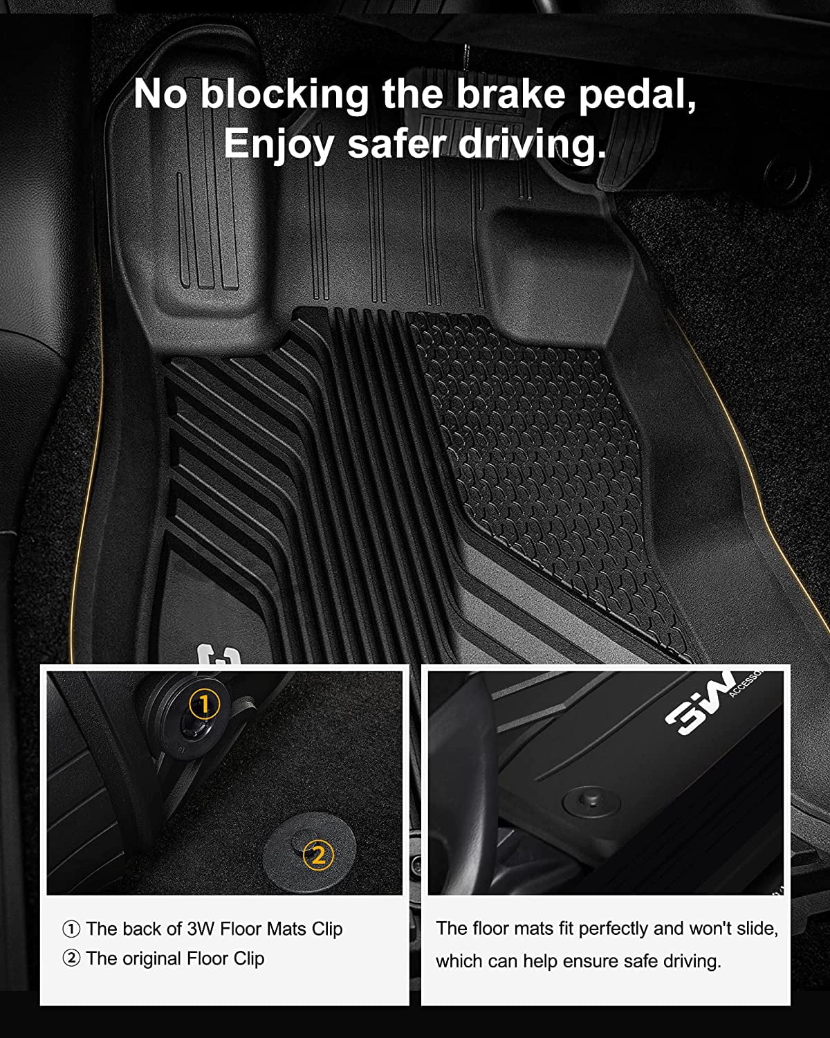 Floor Rear, Climatic and Protection 1st Subaru 2nd Forester 3W Liners Row Full Mats & Automotive Include 2019-2023 Custom Mats for All Black Floor Set Floor Front