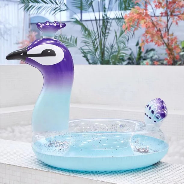 Alin Raft Swimming Party for Moisture Designed Inflatable Decorative Peacock Float Kids Inch Glitter Toys Beach Valves Fast Summer Game with Pool | Lounge Pool 48